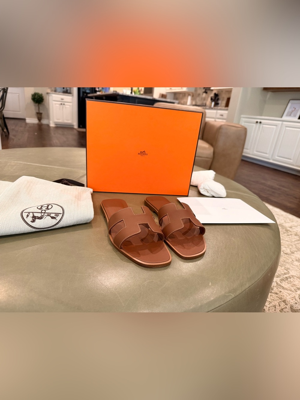 NWT Hermes - Oran sandal, gold (camel) leather, size 36.5 (6.5)